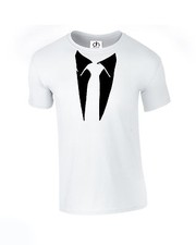 Suit and Tie TUXEDO T SHIRT Funny PRESENT Stag Fancy Dress Party (TIE,TSHIRT)