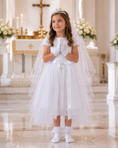 Girls first communion veil - first,