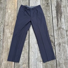 Mens BRUHL trousers size 36 R Dress Pants 36R Navy Blue Work Office Smart Wool