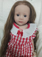 23inch Reborn Baby Doll Princess Girl Long Brown Hair Handmade Lifelike Gift Toy