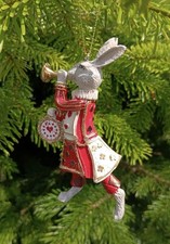 Gisela Graham White Rabbit Hanging Christmas Tree Decoration Alice in Wonderland