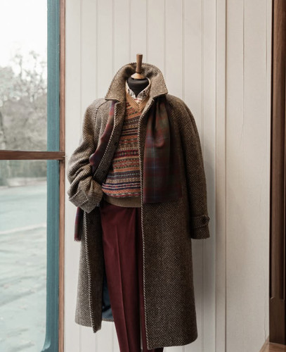 Warm vintage brown - brown, tweed