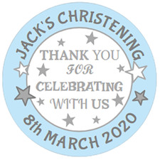48 Personalised Christening Baptism  party bag stickers Sweet Cone Labels  40mm 