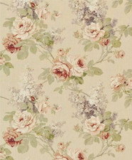 SANDERSON CURTAIN FABRIC DESIGN Sorilla 3.3 METRES BISCUIT AND CLARET 100% LINEN