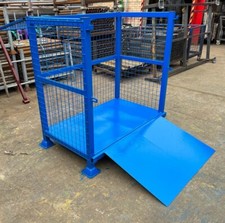 Steel Double Gas Bottle Storage Cage, Stacks, Locks, Hinged Lid Removeable Front