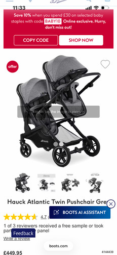 Hauck atlantic double - double, pram