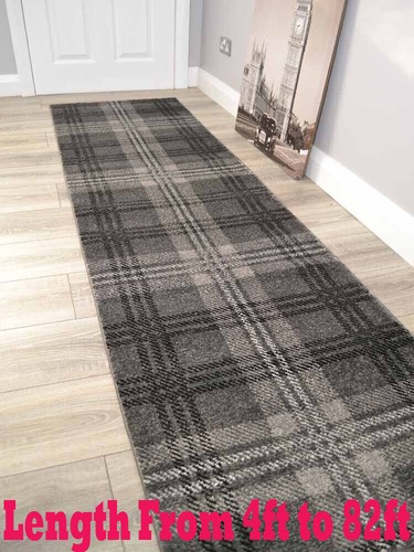 Grey tartan hall - runner, rug