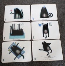 SET OF 6 Portmeirion Cork Backed Placemats Splat The Cat Themed by Rob Scotton