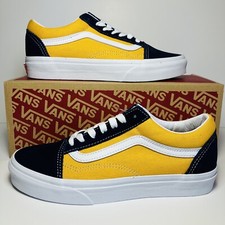Vans Size 4.5 Old Skool Shoes Blue Yellow Casual Trainers Suede Slip On Skate