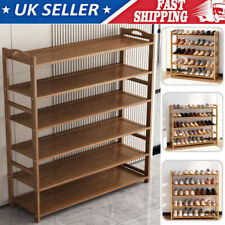 4/5/6 TIERS BAMBOO SHOE RACK FOOTWEAR ORGANISER WOODEN STORAGE SHELVES STAND UK