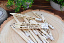 Personalised Wooden Pencils Set 10 With White Rubber Laser Engraved Baby shower