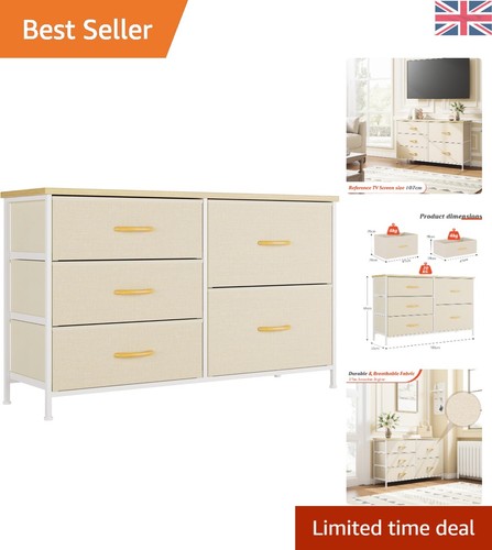 Elegant drawer beige dresser - 5-drawer,