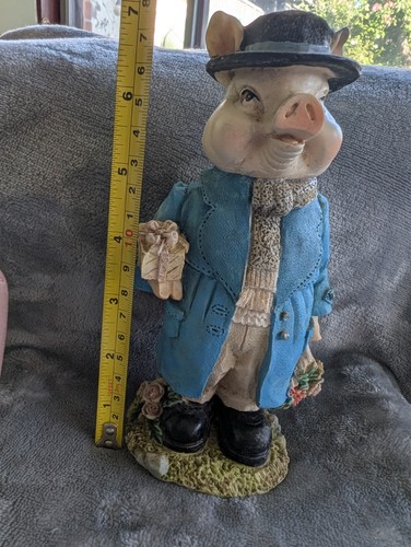 Vintage pig figurine - pig, blue