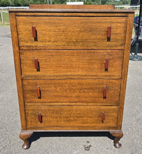 Antique art deco oak chest - art, of