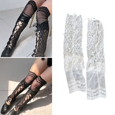 Lolitas Long Thigh High Socks Lace Up Leg Warmers Boot Cuffs Summer Leg Sleeves