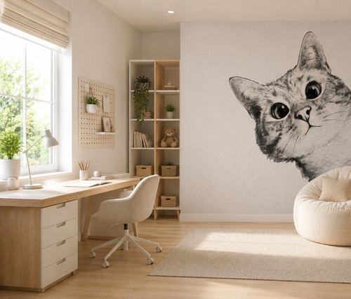 Cute cat wallpaper mural - wallpaper,
