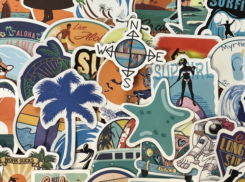 Surfing sticker set hawaii - surfing,