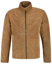 Mens Camel Brown Suede Leather Jacket New Fashion 100% REAL LEATHER 5917