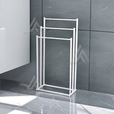 Towel Rail Rack Holder 3 Tier Bar Metal Steel Bathroom Storage Square Base Stand
