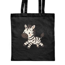 'Cute Running Zebra' Classic Black Tote Shopper Bag (ZB00028436)