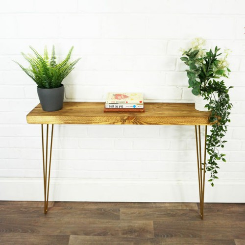 Console table with gold - gold, hair