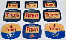 JOB LOT OF 9 TETLEY'S BITTER FLAT PUMP BADGES - PUB HOME BAR BEER ALE SELECTION