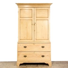 Antique 19th Century Large Pine Linen Cupboard (M-6493)