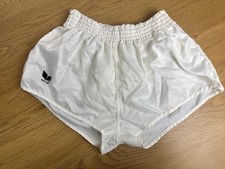 VINTAGE ERIMA 1980'S 1990'S FOOTBALL NYLON RUNNING WHITE SHORTS SIZE 6 ADULT