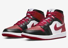 Nike Air Jordan 1 Mid Trainers UK Size 8.5 EUR 43 BQ6472 079 ‘Bred Toe’ Unisex