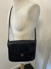Vintage Pierre Cardin Black Brown Leather Shoulder Crossbody Bag Long Strap