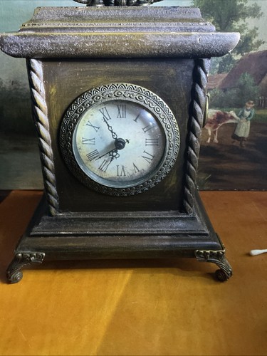 Vintage mantle clock dark wood - vintage,