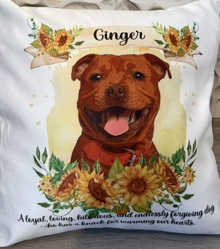 Tan staffy cushion cover - cover, gift