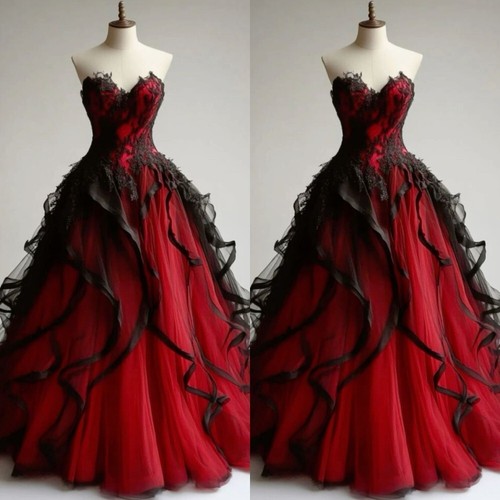 Black red wedding dresses - black,