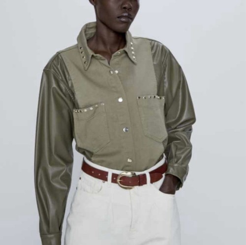 Zara olive green faux - green,