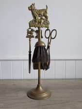 Vintage Rare Aberdeen Terrier Brass Dog Handle Companion Fire Place Set