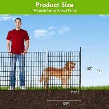 Garden Fence 10 Panels No Dig Decorative Fence for Yard Patio Animal Barrier