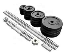 50KG Cast Iron Adjustable Dumbbell & Barbell Set Home Gym Weights Workout