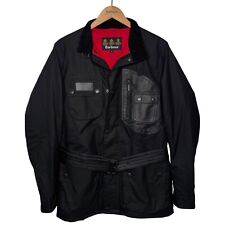 Barbour Factory Sample Wax Jacket Mens Medium Black Leather Padded Belted Biker