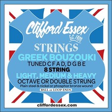 CLIFFORD ESSEX GREEK BOUZOUKI STRINGS. OCTAVE/DOUBLE STRUNG (8 STRINGS)