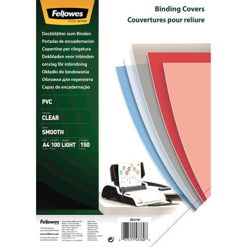 Fellowes clear pvc covers - fellowes,