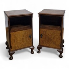 Vintage PAIR bedside cabinets / walnut pot cupboards / side cabinet cabriole leg