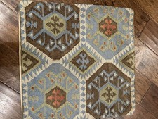 Turkish Vintage Kilm Decorative Throw Pillow 100% Wool Cover Back Cotton 20x20