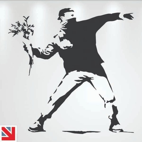 Banksy flower thrower wall - flower,