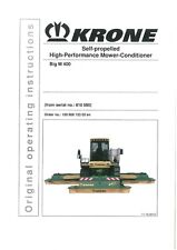 Krone Mower Conditioner Self Propelled Big M 400 Operators Manual