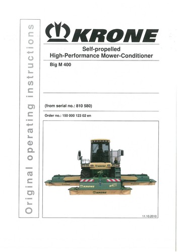 Krone mower conditioner self - krone,