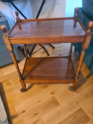 Brown wooden metal 2 tier - &,