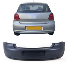 Fits VW Polo 6R 2009-2014 Rear Bumper Primed No Sensor Holes No Exhaust Cut Out