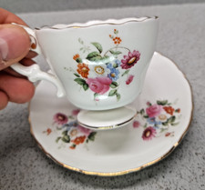 Cauldon Bone China Floral Teacup & Saucer Set Made in England Vintage