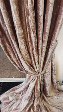 Champagne Gold Crushed Velvet Curtains Eyelet Ring Top Lined Ready Made