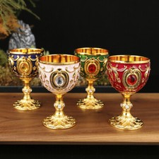 Embossed Vintage Metal Wine Cup European Style Chalice Medieval Goblet Party UK